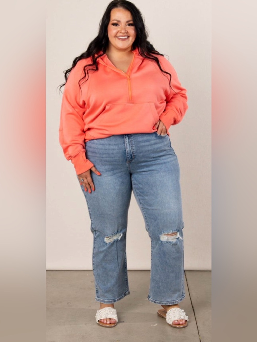 Plus-Size Straight Leg Jeans in Light Blue Wash